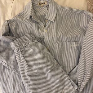 Djerf Avenue Light Blue Striped Casual Shirt